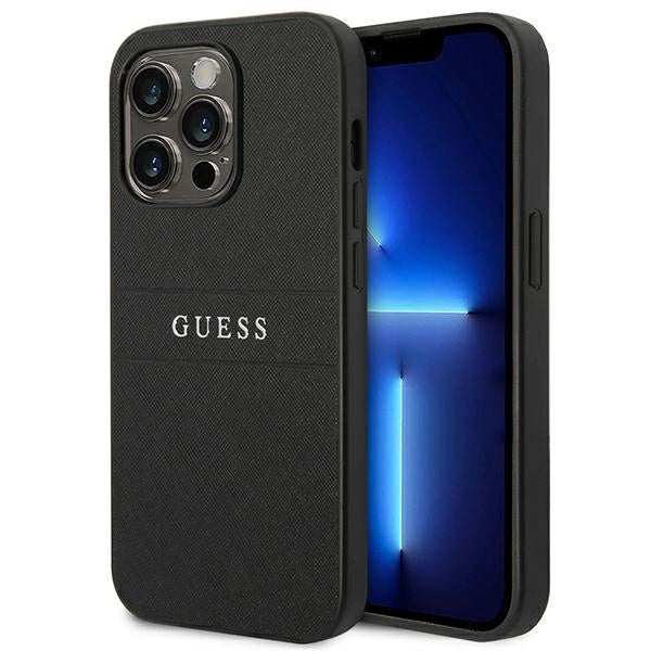 Guess Saffiano Strap Case for iPhone 14 Pro - Black