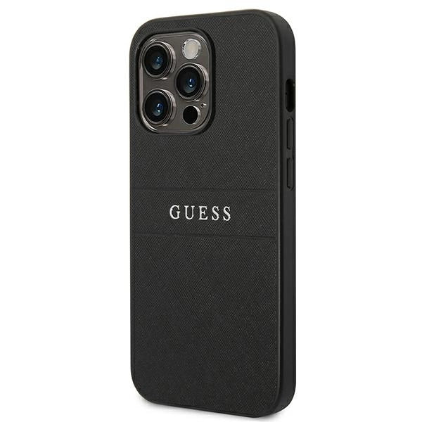 Guess Saffiano Strap Case for iPhone 14 Pro - Black