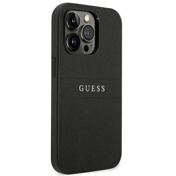 Guess Saffiano Strap Case for iPhone 14 Pro - Black