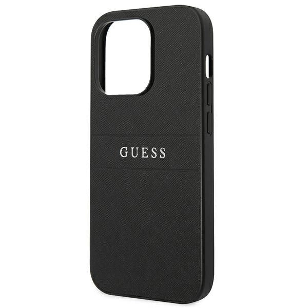 Guess Saffiano Strap Case for iPhone 14 Pro - Black