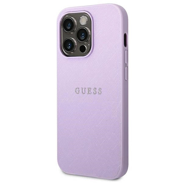 Guess Saffiano Strap Case for iPhone 14 Pro - Purple