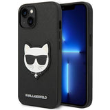 Karl Lagerfeld Saffiano Choupette Head Patch Case for iPhone 14 Plus - Black