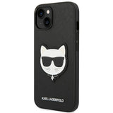 Karl Lagerfeld Saffiano Choupette Head Patch Case for iPhone 14 Plus - Black