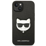 Karl Lagerfeld Saffiano Choupette Head Patch Case for iPhone 14 Plus - Black