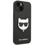 Karl Lagerfeld Saffiano Choupette Head Patch Case for iPhone 14 Plus - Black
