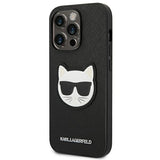 Karl Lagerfeld Saffiano Choupette Head Patch Case for iPhone 14 Pro Max - Black