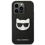 Karl Lagerfeld Saffiano Choupette Head Patch Case for iPhone 14 Pro Max - Black