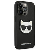 Karl Lagerfeld Saffiano Choupette Head Patch Case for iPhone 14 Pro Max - Black