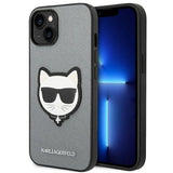 Karl Lagerfeld Saffiano Choupette Head Patch case for iPhone 14 Plus - silver