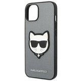 Karl Lagerfeld Saffiano Choupette Head Patch case for iPhone 14 Plus - silver
