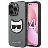 Karl Lagerfeld Saffiano Choupette Head Patch case for iPhone 14 Pro - silver