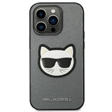 Karl Lagerfeld Saffiano Choupette Head Patch case for iPhone 14 Pro - silver