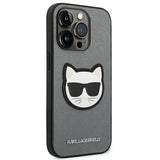 Karl Lagerfeld Saffiano Choupette Head Patch case for iPhone 14 Pro - silver
