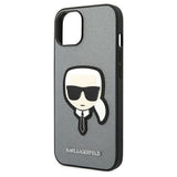 Karl Lagerfeld Saffiano Karl's Head Patch case for iPhone 14 Plus - silver