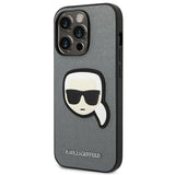 Karl Lagerfeld Saffiano Karl's Head Patch case for iPhone 14 Pro Max - silver