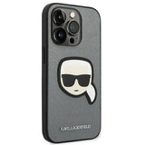 Karl Lagerfeld Saffiano Karl's Head Patch case for iPhone 14 Pro Max - silver
