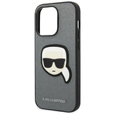 Karl Lagerfeld Saffiano Karl's Head Patch case for iPhone 14 Pro Max - silver