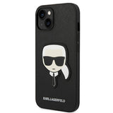 Karl Lagerfeld Saffiano Karl's Head Patch Case for iPhone 14 Plus - Black