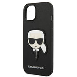 Karl Lagerfeld Saffiano Karl's Head Patch Case for iPhone 14 Plus - Black