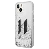 Karl Lagerfeld Liquid Glitter Big KL case for iPhone 14 - silver