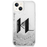 Karl Lagerfeld Liquid Glitter Big KL case for iPhone 14 - silver