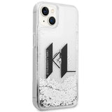 Karl Lagerfeld Liquid Glitter Big KL case for iPhone 14 - silver