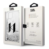 Karl Lagerfeld Liquid Glitter Big KL case for iPhone 14 - silver