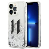 Karl Lagerfeld Liquid Glitter Big KL case for iPhone 14 Pro - silver