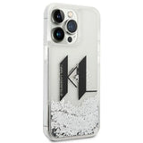 Karl Lagerfeld Liquid Glitter Big KL case for iPhone 14 Pro - silver