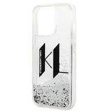 Karl Lagerfeld Liquid Glitter Big KL case for iPhone 14 Pro - silver