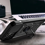 Hybrid Armor Camshield-hylster til iPhone 14 Plus-panserhylster med kameraomslag sort