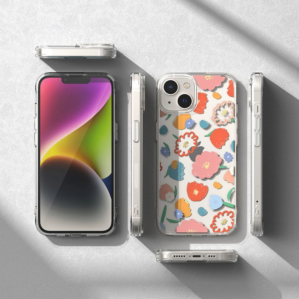 Ringke Fusion Design Armored Sleeve Cover med Gel Frame til iPhone 14 Plus gennemsigtig (Floral) (FD637E31)