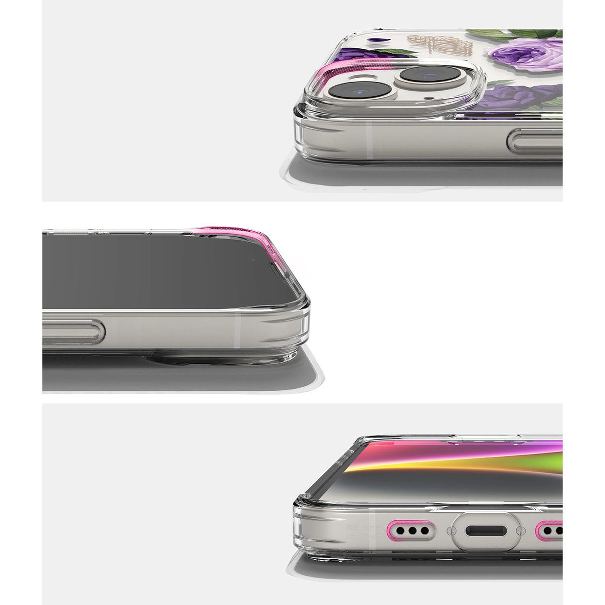 Ringke Fusion Design Armored Case Cover med Gel Frame til iPhone 14 Plus gennemsigtig (Purple rose) (FD637E29)