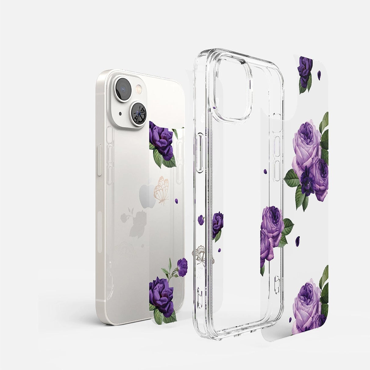 Ringke Fusion Design Armored Case Cover med Gel Frame til iPhone 14 Plus gennemsigtig (Purple rose) (FD637E29)