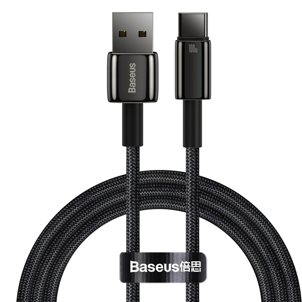Baseus Tungsten Gold USB-A til USB-C kabel 480Mb/s 100W 1m sort (CAWJ000001)