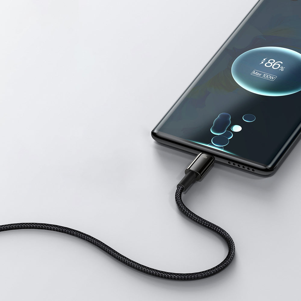 Baseus Tungsten Gold USB-A to USB-C Cable 480Mb/s 100W 2m Black (CAWJ000101)
