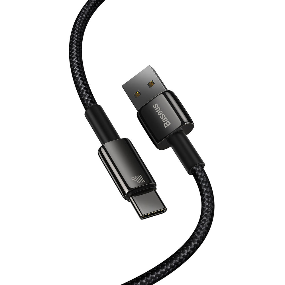 Baseus Tungsten Gold USB-A to USB-C Cable 480Mb/s 100W 2m Black (CAWJ000101)