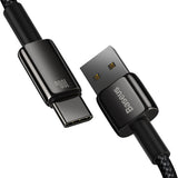 Baseus Tungsten Gold USB-A to USB-C Cable 480Mb/s 100W 2m Black (CAWJ000101)