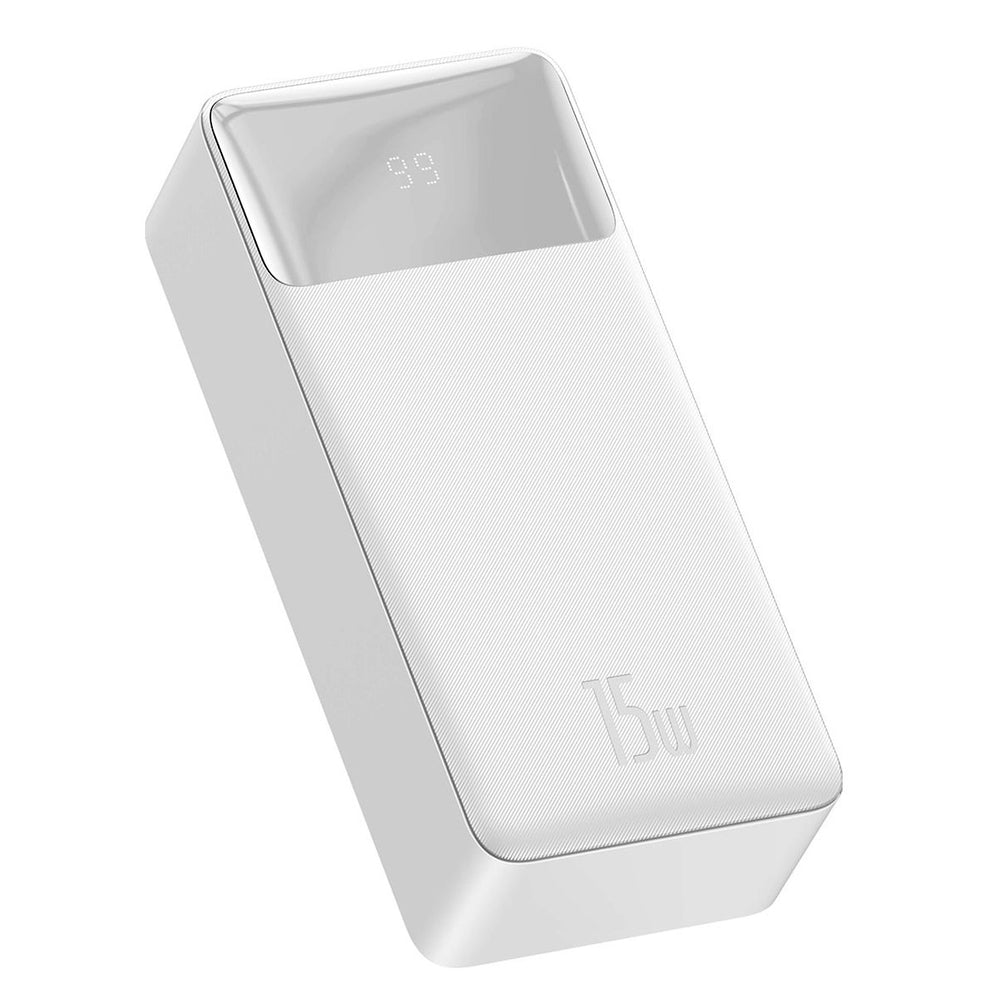 Baseus Bipow powerbank med skærm 10000mAh 15W hvid (Overseas Edition) + USB-A - Micro USB-kabel 0,25m hvid (PPBD050002)