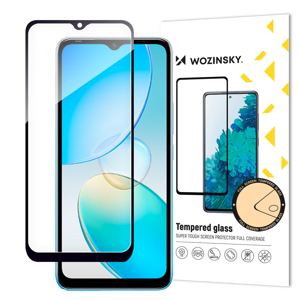 Wozinsky Full Glue Infinix Hot 12i Full Screen Tempered Glass med Frame sort (case friendly)