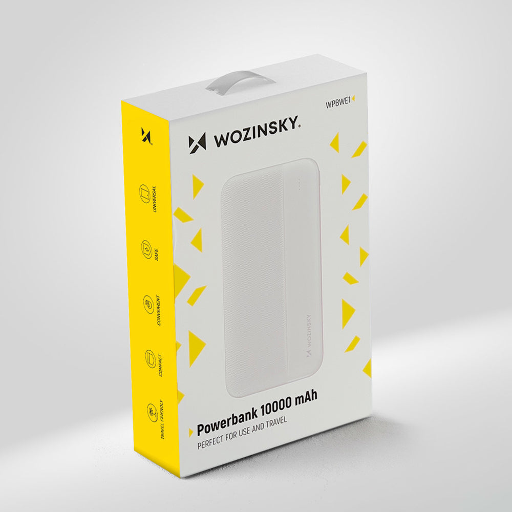 Wozinsky powerbank Li-Po 10000mAh 2 x USB hvid (WPBWE1)