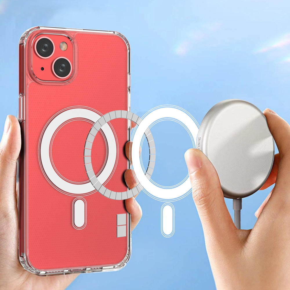 Gennemsigtig Magnetisk Case med MagSafe til iPhone 14 Plus med sølvring - gennemsigtig