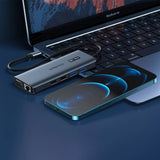 Choetech multifunctional HUB with display 12in1 USB-C to USB-C / USB-A / HDMI / VGA / AUX / SD / TF gray (HUB-M26)