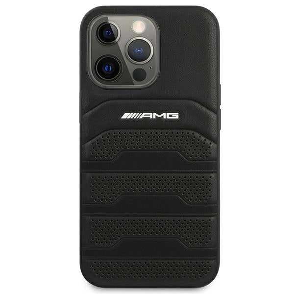 AMG AMHCP14LGSEBK iPhone 14 Pro 6.1 "black / black hardcase Leather Debossed Lines