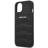 AMG AMHCP14MGSEBK iPhone 14 Plus 6,7 "black / black hardcase Leather Debossed Lines