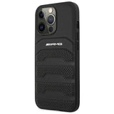 AMG AMHCP14XGSEBK iPhone 14 Pro Max 6,7 "black / black hardcase Leather Debossed Lines