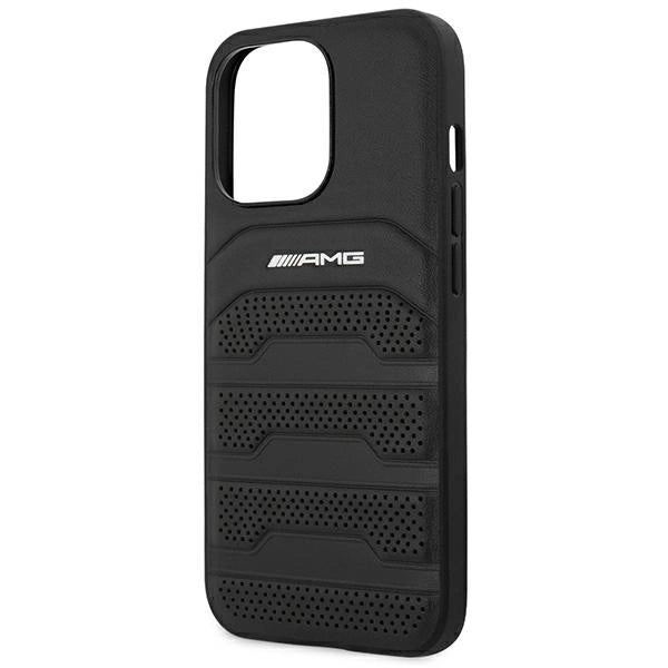 AMG AMHCP14XGSEBK iPhone 14 Pro Max 6,7 "black / black hardcase Leather Debossed Lines