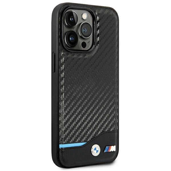 Case BMW BMHCP14L22NBCK iPhone 14 Pro 6,1 " sort / sort Læder Carbon