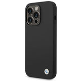 BMW Silicone Metal Logo Case for iPhone 14 Pro - Black