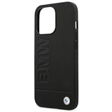 Case BMW BMHCP14XSLLBK iPhone 14 Pro Max 6.7 " sort / sort læderstempel
